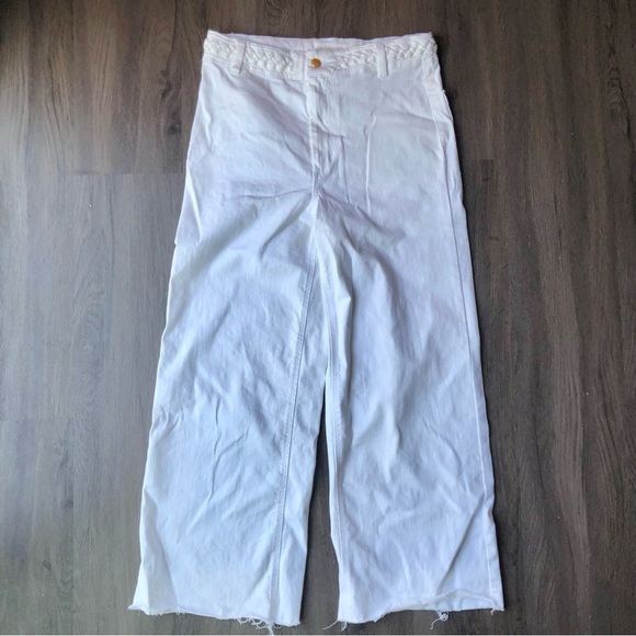 OAT New York Jeans Women’s 8/29 White Denim Wide Leg High Rise Raw Hem Coastal - Picture 1 of 8